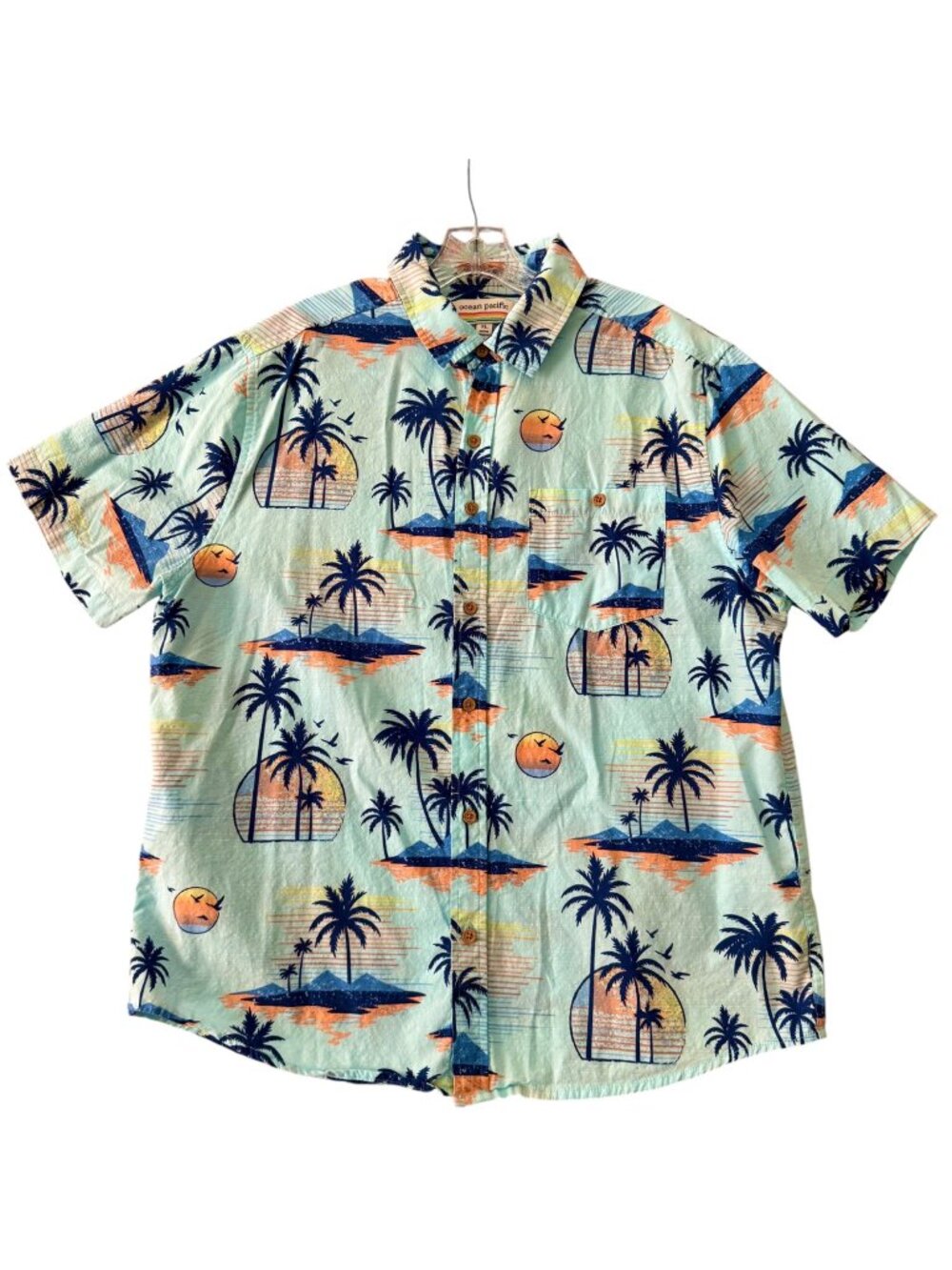 Ocean Pacific Men's XL Shirt Hawaiian Short-Sleeve Button Front Beach Surfer